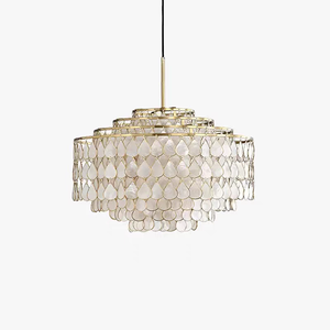 Luxury <strong>Light</strong> for Living Room Modern Shell Round Pendant Lamp American Art Lobby Magnificent Shell Pendant Lamp