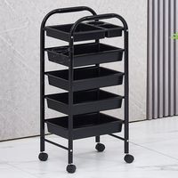 Chariot de rangement pour salon de coiffure en plastique, design moderne, 4 roues, 4 niveaux