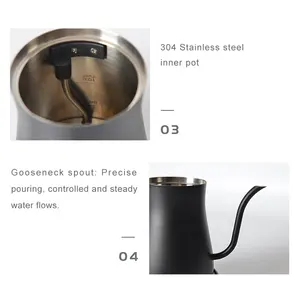 Electronic Kettle Pour Over Light Stainless Steel Tea Water Drip Coffee Maker Gooseneck Kettle Electric Gooseneck Kettl