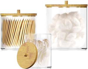 3 pack bamboo wood lids kid storage container kitchen organizer sets makeup food storage bins for freezer fridge organizer
