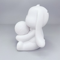 Nouveauté : Tirelire en résine en forme d'ours et de lapin, faite à la main, avec lumière lunaire 3D et peinture de surface embryonnaire blanche
