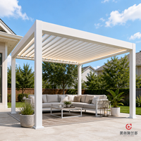 Pergola bioclimatique motorisée en aluminium et verre trempé MEIXIN ORLANDO, pour jardin d'hôtel de luxe moderne, terrasse extérieure.