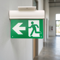 Panneau de signalisation de secours à éclairage périphérique « Running Man » conforme aux normes 120-247V, fixation murale ou au plafond, batterie sans entretien