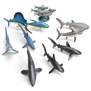 Ensemble de modèles d'animaux marins miniatures Xinhen : 10 figurines de poissons oceaniques simulés (sardines, requins blancs et poissons épée) - Product Image 2