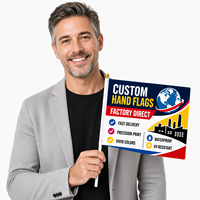 Drapeau à agiter personnalisé de forme carrée en satin premium 12x18 pouces pour campagne politique