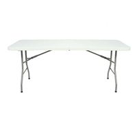 Table pliante rectangulaire en plastique blanc portable de 6 pieds pour événements, camping, table et chaises pliantes