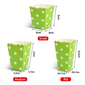 Cajas de Palomitas de Maíz de Papel Impresas Personalizadas, Desechables, con Diseño de Puntos y Verde Lima, para Fiestas de Cumpleaños y Baby Shower - Product Image 4