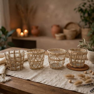 Maceta de Mimbre Tejida a Mano, Diseño Rústico, Cubierta para Maceta, Estilo Cesta Tejida, Decoración para Hogar y Jardín - Product Image 2