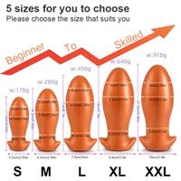 Plug anal extra large en silicone liquide, forme œuf, noir et or, pour homme et femme, super doux, pour l'extérieur