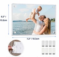 Cadre photo rectangulaire magnétique double face en acrylique transparent découpé sur mesure pour décoration intérieure