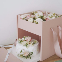 Maßgefertigte Preisgünstige Doppelschichtige Verpackung Schokoladenkuchen Handliche Blumenbox mit Prägung aus Recyclingmaterialien für Geschenksets zum Muttertag