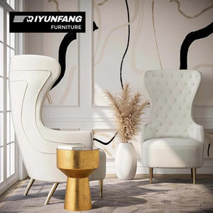 Ghế thư giãn hiện đại lưng cao kiểu dáng sang trọng, chân thép không gỉ, bọc nhung, dành cho phòng khách - Product Image 1