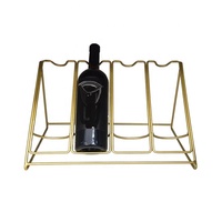 Support de présentation de vin moderne et durable en métal écologique avec revêtement en poudre noir/or pour six bouteilles