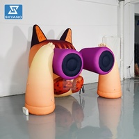 Modèle de chat gonflable tenant un télescope mascotte de chat dessin animé publicité personnalisée gonflable