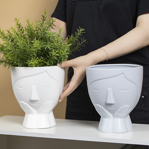 <span class=keywords><strong>Vasi</strong></span> in Ceramica per Piante Grasse e Cactus, Decorazioni per Interni, Vaso a Forma di Testa Sorridente - Product Image 2