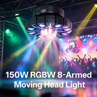 Luz de Efecto para Fiestas de 150W, Cabezal Móvil con Haz de Luz Rojo y Verde, Láser Estroboscópico, Control Remoto DMX512, para DJ, Discoteca, Bar, KTV, Navidad, Escenarios