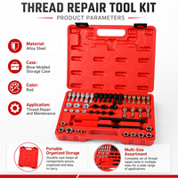 Kit d'outils manuels multifonctionnels professionnels en alliage de 42 pièces pour réparation et polissage de filetages (écrous, vis), comprenant tarauds, filières, clés, et mallette rigide OEM