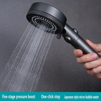 Pommeau de Douche Écologique Haute Pression Effet Pluie 3 Modes de Jet Réglables Économie d'Eau Filtre Pierres Minérales Chrome Appartement