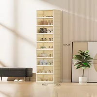 Boîte de rangement à chaussures empilable en plastique de grande taille, nouvelle vente chaude, neuf étages, pour l'organisation de la maison, étagère à chaussures transparente