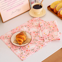 Set de table en tissu tissé 100 % coton double couche, motif géométrique rose mignon, antidérapant, lavable, résistant à la chaleur, pour la salle à manger et la maison