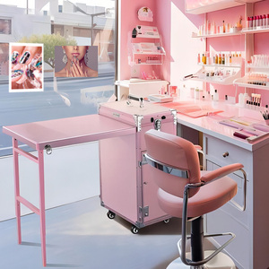 Koncai Rolling Manicure Table Makeup Case <strong>Foldable</strong> Nail <strong>Desk</strong> 4 Drawers Cosmetology Case On Wheels - Product Image 5