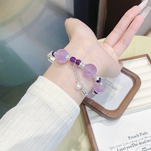 Pulsera de Cristal Natural de Cuarzo Morado de Diseño Moderno, Joyería Coleccionable para Mujer, Cadena de Mano para Regalo, Disponible al por Mayor - Product Image 4