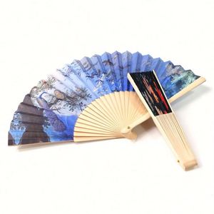 Abanico de Mano Plegable de Bambú y Tela, Pintado, Duradero, Liso, Personalizado, con Diseño Único para Decoración de Bodas, a Bajo Precio - Product Image 2