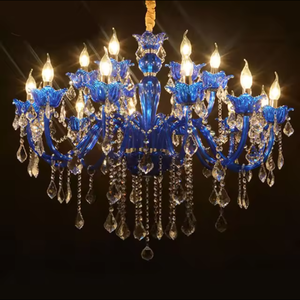Nuevo diseño Decoración Candelabro Color azul Boda cristal gota de agua LED Luz colgante - Product Image 2