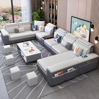 Canapé modulaire d'angle en forme de L, style nordique, simple et moderne, 7 places, avec rangement, canapé inclinable pour salon