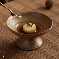 Plateau surélevé en céramique Wabi Sabi vintage, fait main, en poterie texturée, pour servir des collations et des desserts
