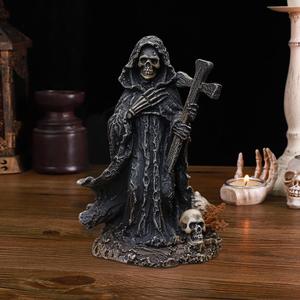 Figuras Religiosas Estatua de la Santa Muerte Adorno de Resina Esculturas de la Parca del Infierno para Decoración del Hogar en Halloween - Product Image 1