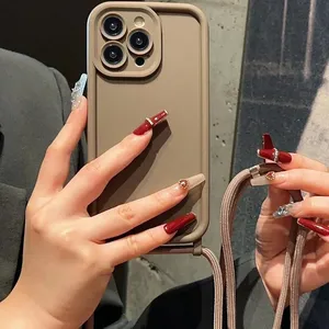 เคสโทรศัพท์สำหรับ <span class=keywords><strong>iPhone</strong></span> 16 14 13 15 PRO MAX 12 11 x XR XS <span class=keywords><strong>plus</strong></span> <span class=keywords><strong>SE</strong></span> <span class=keywords><strong>2022</strong></span> Crossbody ปรับได้เชือกเส้นเล็กกรอบนุ่ม - Product Image 4