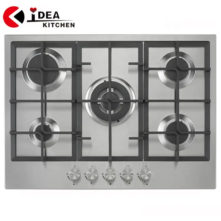 Plaque de cuisson au gaz encastrée à 5 brûleurs de 90cm (35.4 po) Cuisinière de cuisine en acier inoxydable HOME