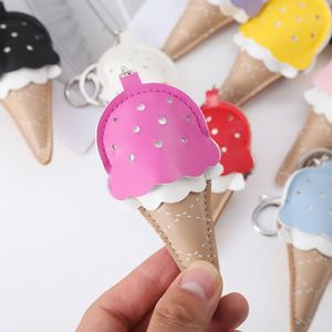 Cute Creative Ice Cream Shape Keychain Colorful PU Leather <b>Bag</b> Charm Decorative <b>Key</b> <b>Ring</b> for Women Girls - Product Image 4