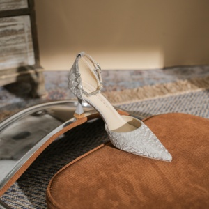 Elegant Sexy Evergreen Women's Wedding <b>Shoes</b> Ankle Strap Closed Toe Stiletto Heel Anti Slip Waterproof Genuine Leather Upper - Product Image 3