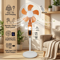 Ventilateur de sol portable à 6 vitesses, oscillant, avec moteur sans balais, hauteur réglable, alimenté par batterie, rechargeable à l'énergie solaire, pour camping-car
