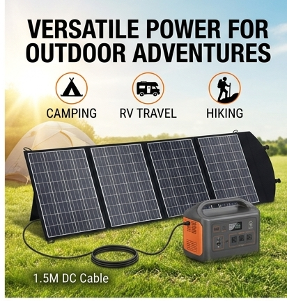 60W Portable Foldable Solar Panel Bag, High-efficiency Solar Cell 22%, IP65,12V/9V/5V USB Output,18V DC Output for RV Camping