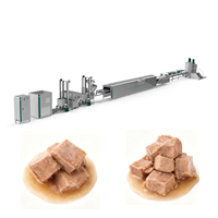 Ligne de traitement des aliments humides en acier inoxydable de qualité alimentaire, machine extrudeuse automatique de bandes de viande pour animaux de compagnie avec 2 ans de garantie
