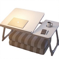 Table de lit portable et plateau de petit-déjeuner réglable avec 5 angles d'inclinaison, support pliable en métal pour ordinateur portable et bureau portable pour utilisation en extérieur