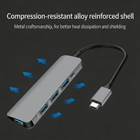 Échantillon disponible, faible MOQ, hub USB 3.0 Type C 4 ports avec port d'alimentation supplémentaire, connecteur en alliage d'aluminium, station d'accueil pour iMac, PC, ordinateur portable