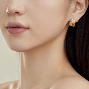 Dylam Dazzling S925 Silver Rhodium Plated Diamond 8A Crushed Iced Out Cut Two Stones Women Luxury <b>Fine</b> Jewelry <b>Stud</b> <b>Earrings</b> - Product Image 3