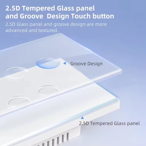 Interrupteurs muraux tactiles intelligents Wi-Fi US/UK sans fil 110V~240V <span class=keywords><strong>Smart</strong></span> <span class=keywords><strong>Life</strong></span> 10A avec bouton en verre à rainure concave, produit <span class=keywords><strong>Tuya</strong></span> <span class=keywords><strong>pour</strong></span> la maison - Product Image 2