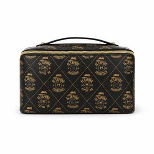 Portable PU Leather <b>Makeup</b> <b>Case</b> Large Capacity Cosmetic Organizer Bag with Divider Handle Custom Branding OEM ODM Bag - Product Image 1