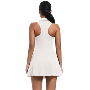 YS032 Set gaun olahraga wanita, pinggang tinggi, pakaian pelangsing lintas batas untuk berlari, Golf, tenis, Yoga, kerah lipat, Logo OEM - Product Image 2