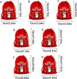 10*16cm Merry Christmas Santa Red Velvet <b>Drawstring</b> Pouch Gift <b>Bags</b> - Product Image 2
