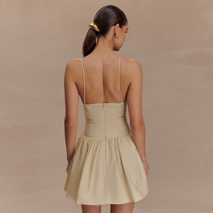 Diseño Personalizado de Vestidos de <span class=keywords><strong>Mujer</strong></span> de Alta Calidad, Servicio de Corte y Confección, MOQ Bajo, Vestido de Verano con Volantes y Tirantes en Capas - Product Image 5