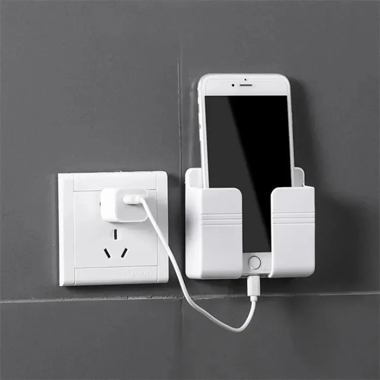 Estoque Popular Multifuncional Novo Wall Phone Holder Adhesive Mobile Phone Wall Charger Holder E Suporte De Controle Remoto