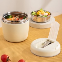 Thermos à soupe isotherme à double paroi 1-3L à large ouverture pour aliments chauds, couvercle anti-fuite, récipient à lunch en acier inoxydable avec cuillère