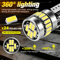 Lumière LED de lecture T10 24SMD 4014 ultra-lumineuse pour automobile, petite lumière de plaque d'immatriculation Canbus, lumière de décodage de largeur pour voitures