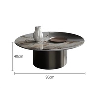 Table basse moderne de luxe léger avec plateau en marbre et base en acier inoxydable BTCT004 pour salon ou petit appartement